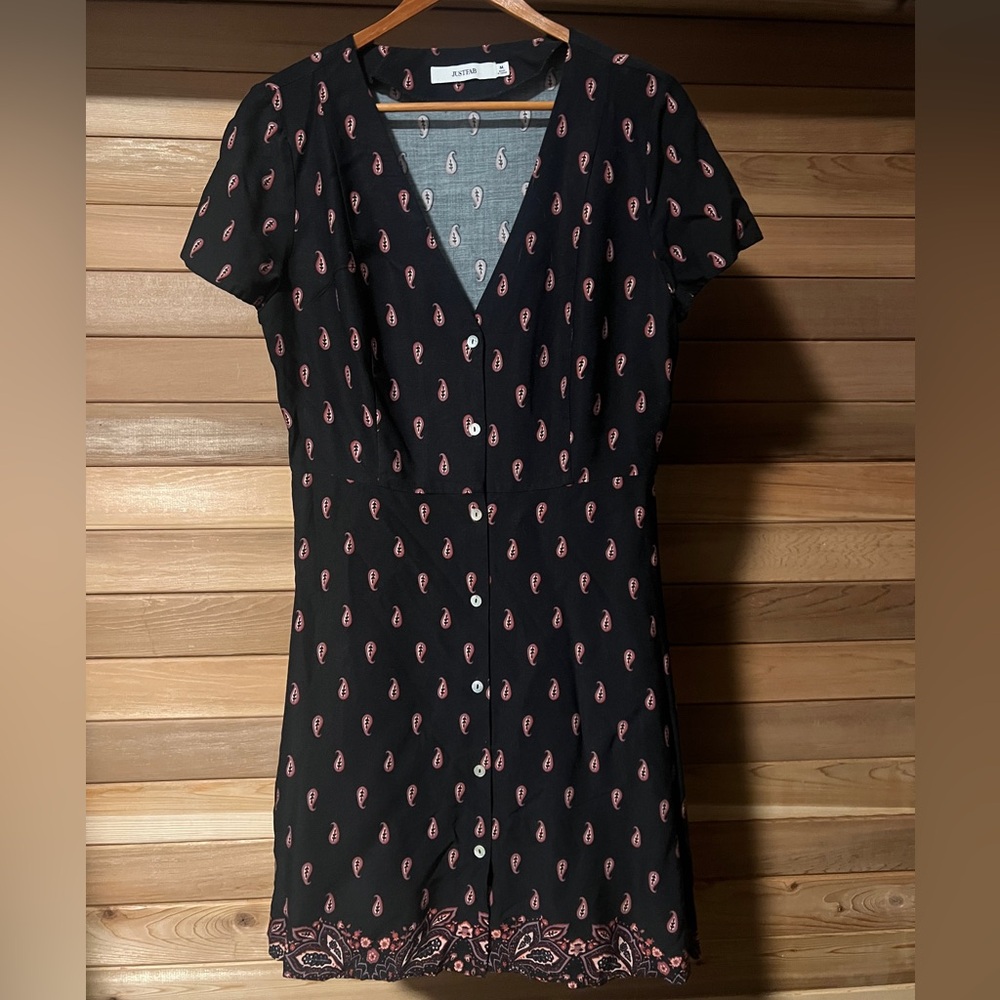 Paisley V-Neck Button Down Dress